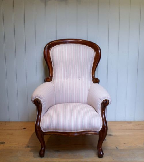 Late 19th Century Mahogany Framed Spoon Backed Armchair